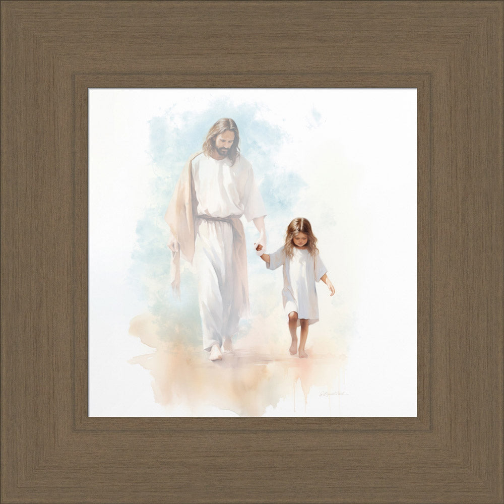 He Walks With Me - framed giclee canvas