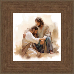Jesus Christ providing comfort to a man.
