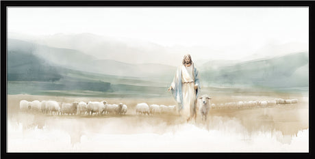 The Good Shepherd - framed giclee canvas