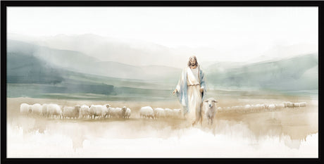 The Good Shepherd - framed giclee canvas