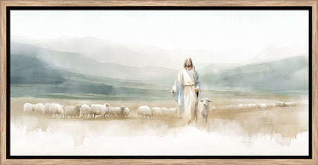 The Good Shepherd - framed giclee canvas