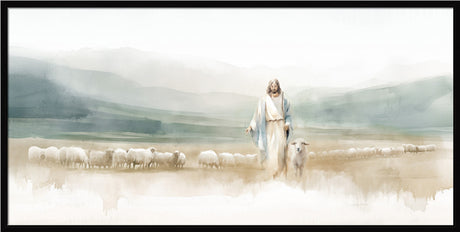 The Good Shepherd - framed giclee canvas