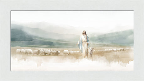 The Good Shepherd - framed giclee canvas