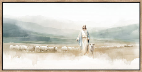 The Good Shepherd - framed giclee canvas