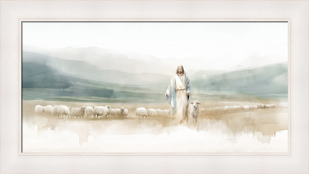 The Good Shepherd - framed giclee canvas