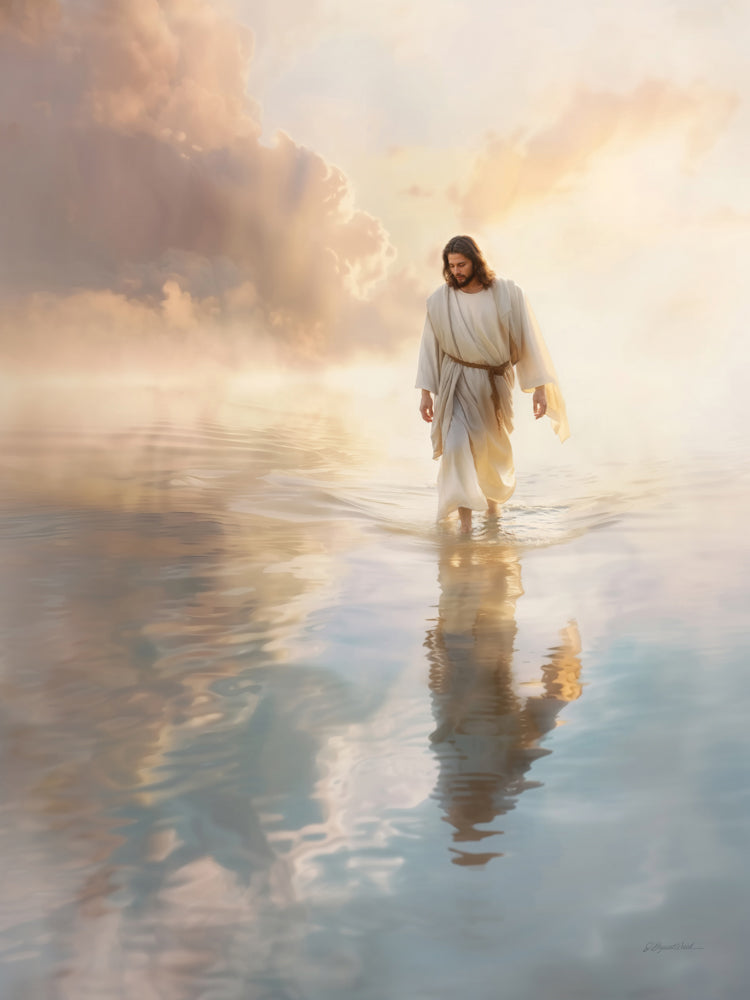 Jesus Christ walking on water.