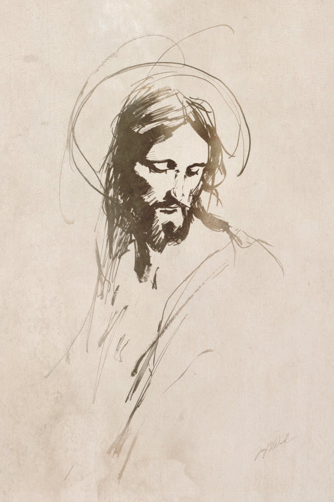 A sketch of Jesus Christ with a halo.