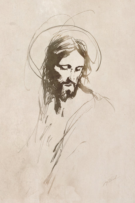 A sketch of Jesus Christ with a halo.