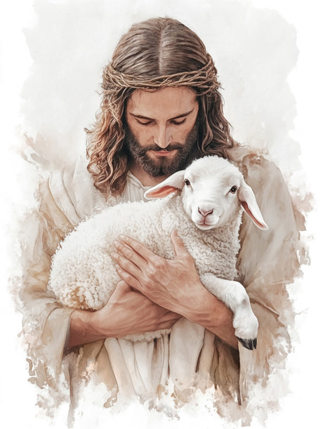 Jesus Christ holding a lamb.
