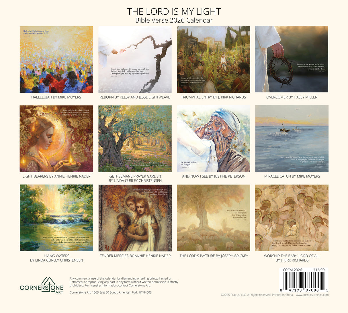 The Lord is My Light Bible Verse 2026 Wall Calendar