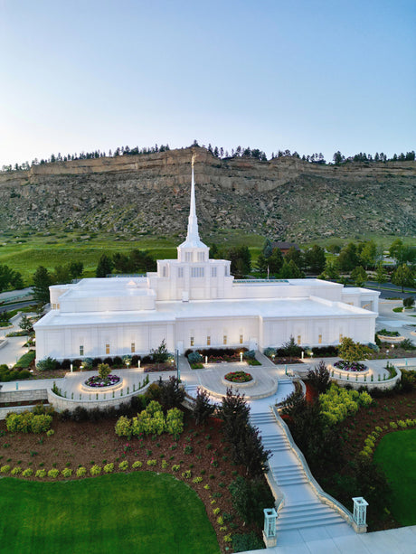 The Billings Montana Temple from above.