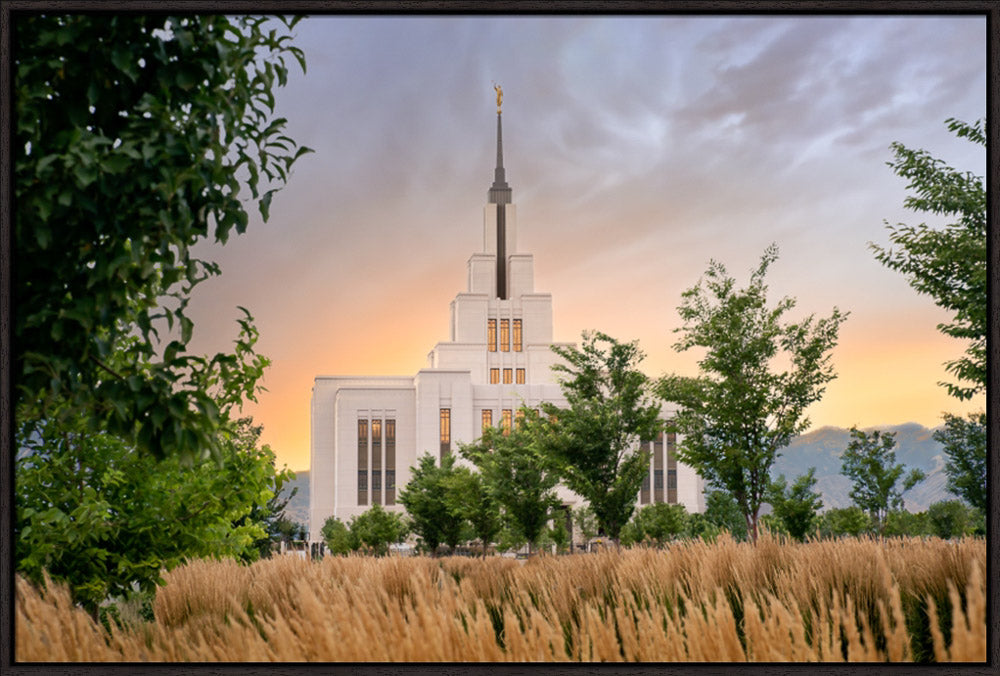 Saratoga Springs Utah Temple - Radiance - framed giclee canvas