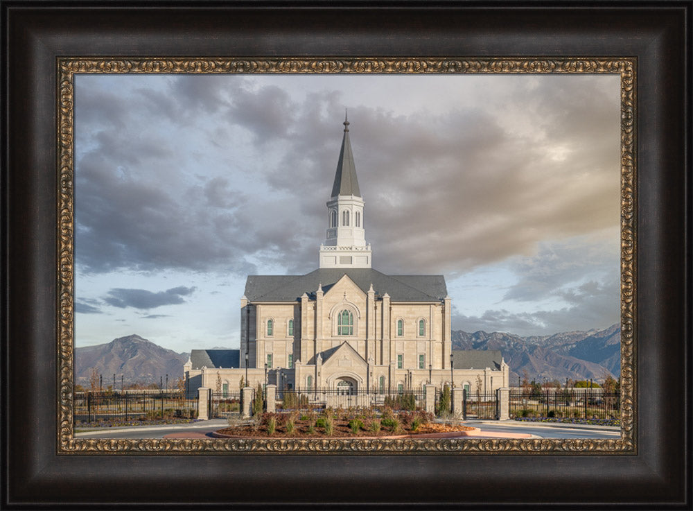 Taylorsville Utah Temple- Beacon of Light - framed giclee canvas