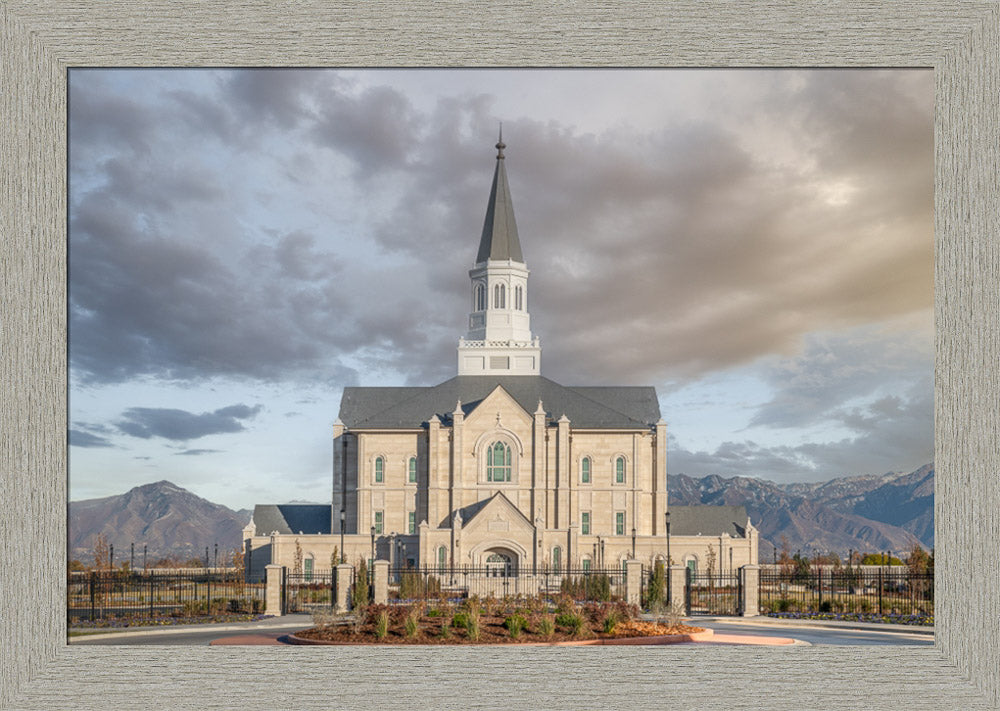 Taylorsville Utah Temple- Beacon of Light - framed giclee canvas