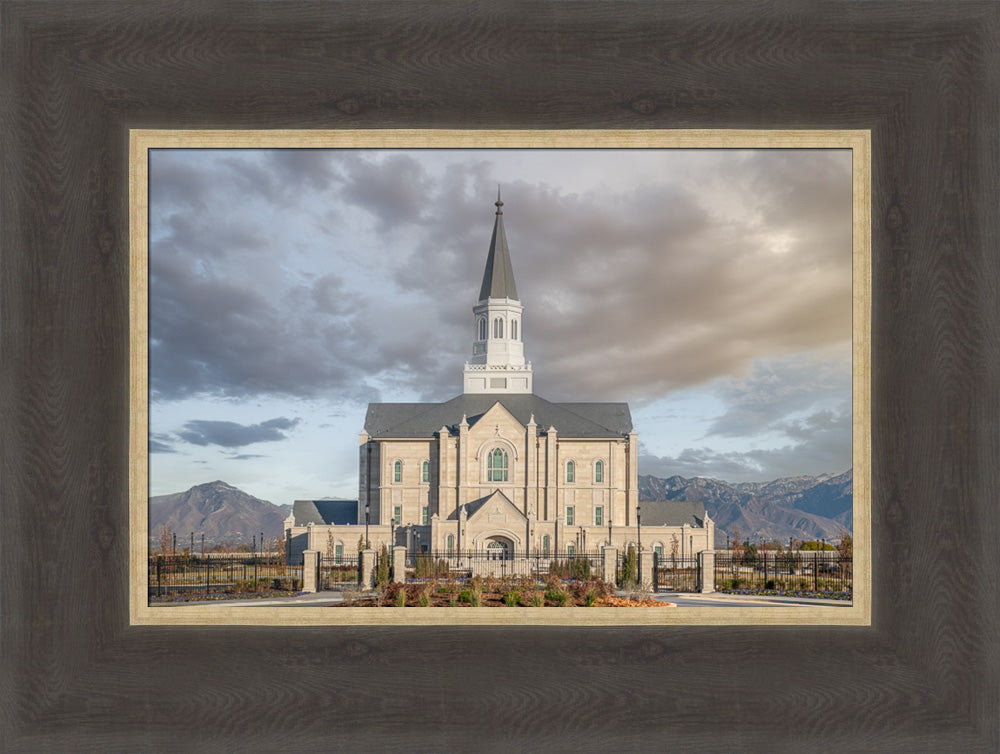 Taylorsville Utah Temple- Beacon of Light - framed giclee canvas