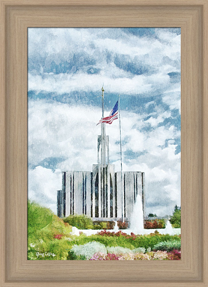 Seattle Temple - US Flag by Greg Collins