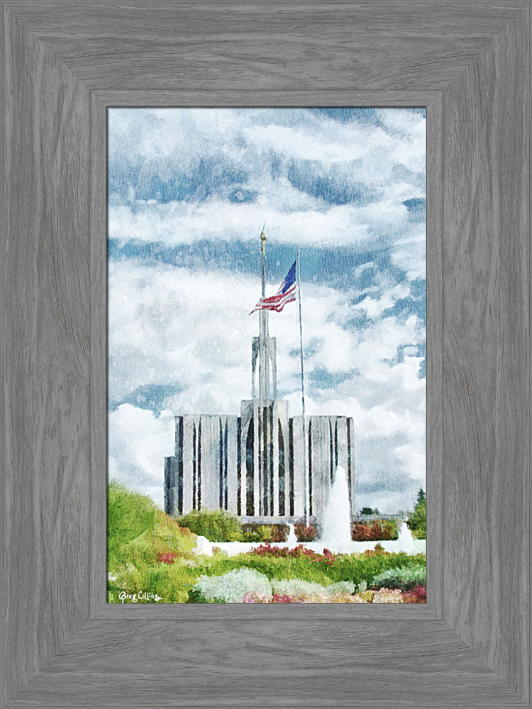Seattle Temple - US Flag by Greg Collins