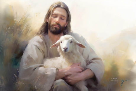 Jesus Christ with a lamb.