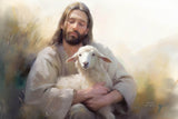 Jesus Christ with a lamb.