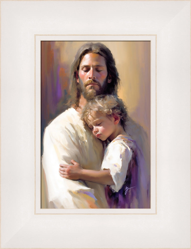 Safely in His Arms - framed giclee canvas