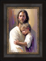 Safely in His Arms - framed giclee canvas