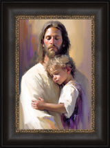 Safely in His Arms - framed giclee canvas