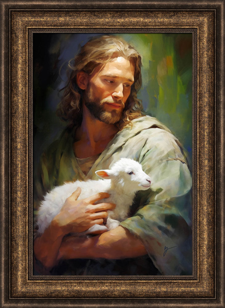 Gentle Savior - framed giclee canvas