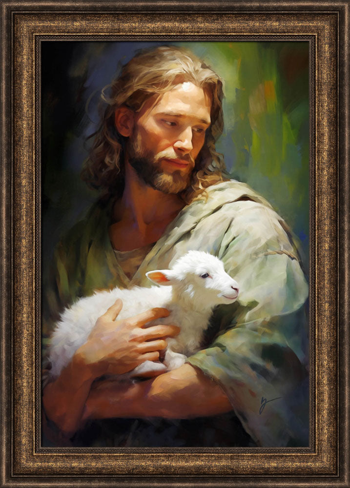 Gentle Savior - framed giclee canvas