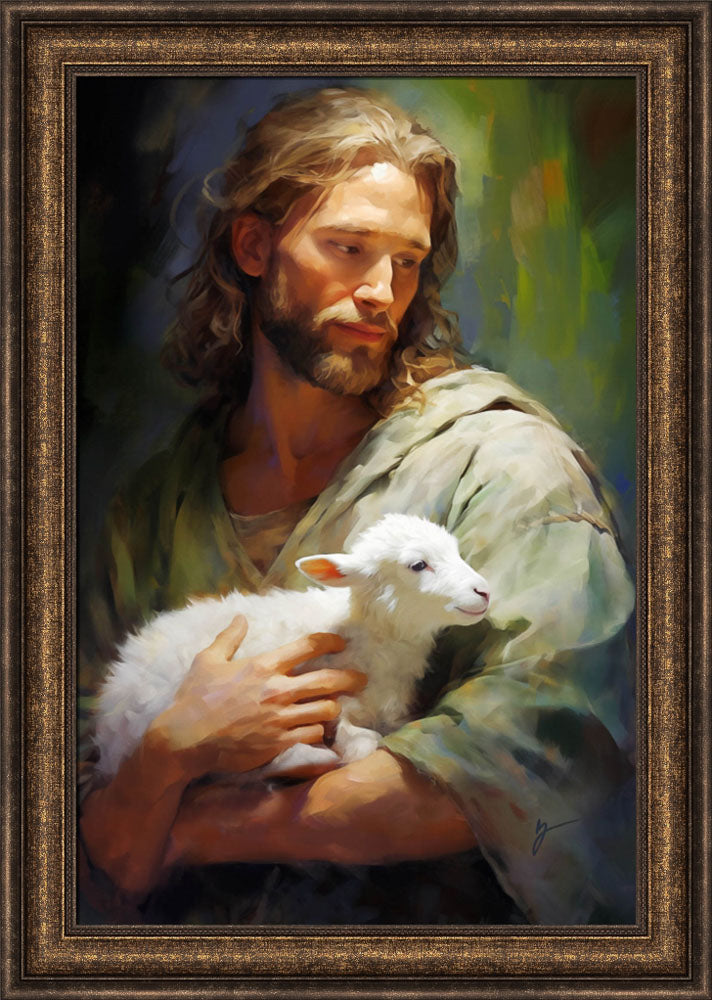 Gentle Savior - framed giclee canvas