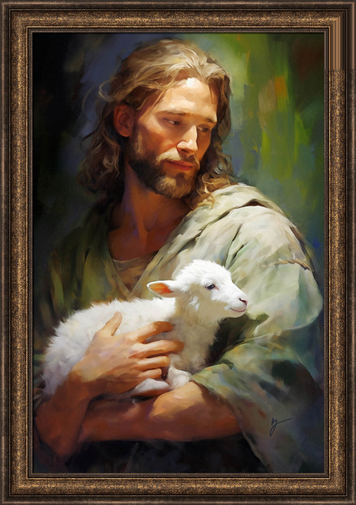 Gentle Savior - framed giclee canvas