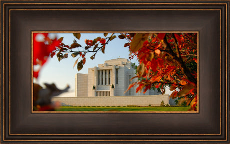 Cardston Temple - Fall Leaves by Hank deLespinasse