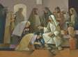 A woman anoints and washes Jesus's feet with her hair.