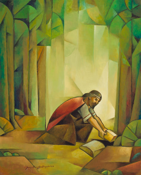 Moroni is putting the plates in a hole dug on the hill Cumorah.