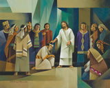 Mordern LDS art depiction of an even in the Book of Mormon where Jesus Christ called twelve disciples from among the inhabitants of ancient America.