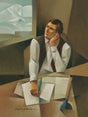 Modern painting of Joseph Smith Jr. translating The Book of Mormon.