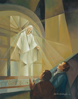 Modern painting of Joseph Smith and Oliver Cowdrey witnessing a vision in the Kirtland Temple.