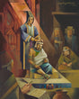 Modern painting of the prophet Alma blessing a man. 