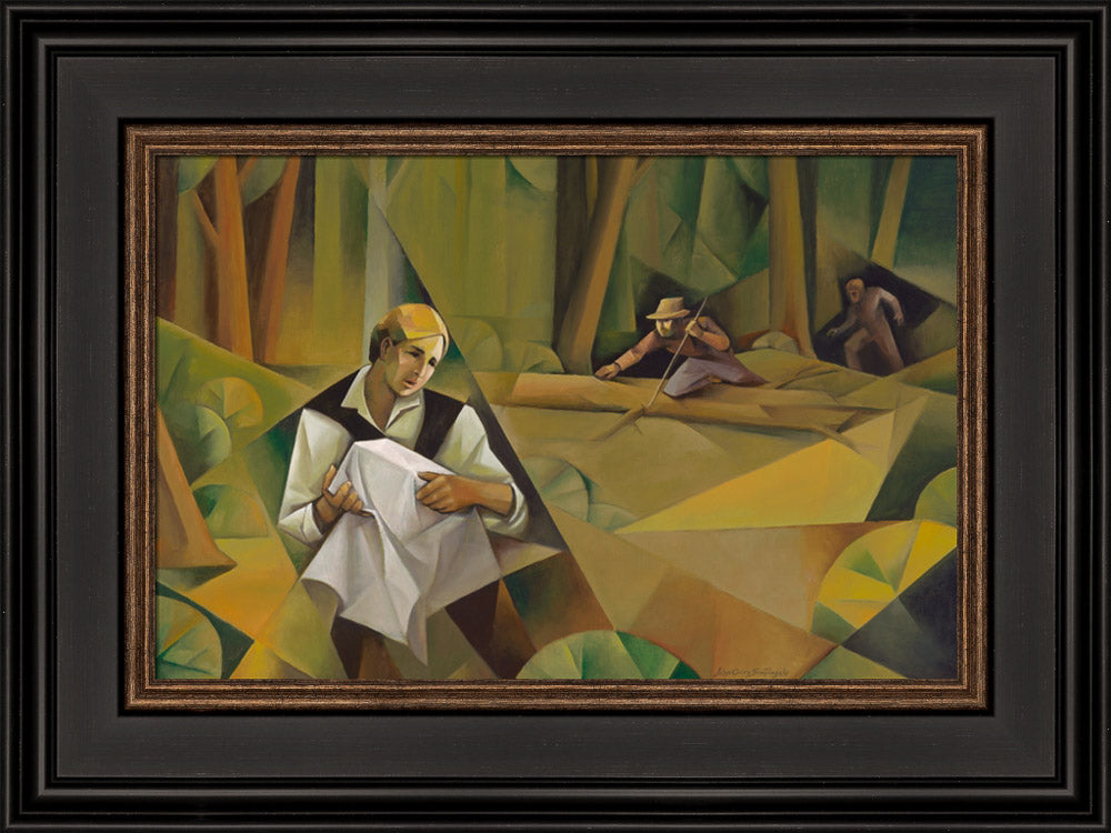 Joseph Protecting the Plates - framed giclee canvas