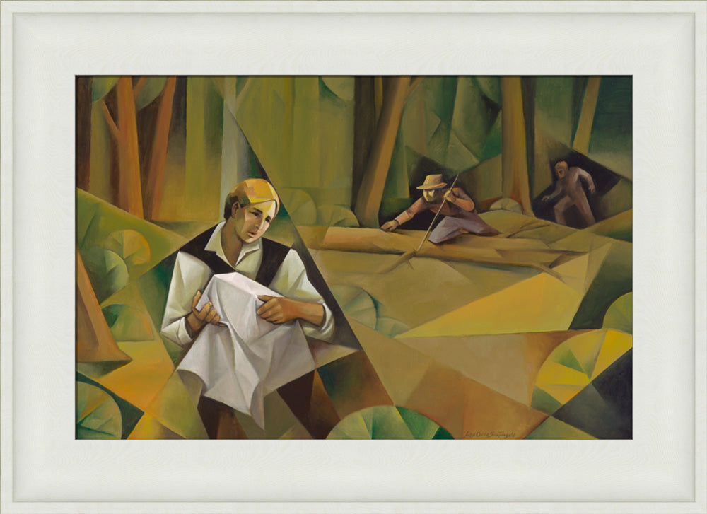 Joseph Protecting the Plates - framed giclee canvas