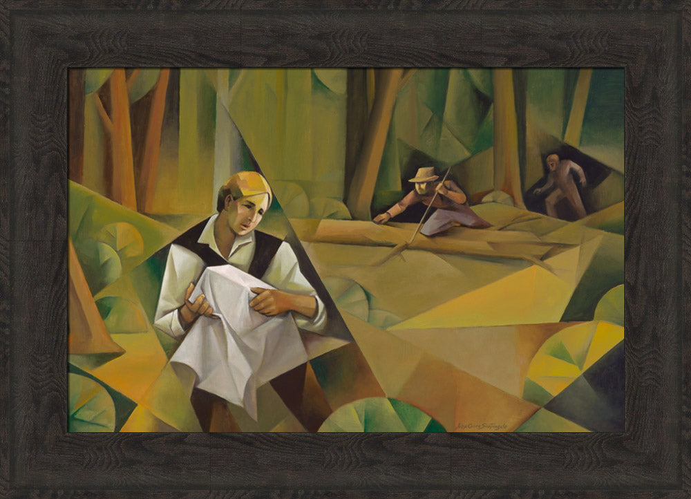 Joseph Protecting the Plates - framed giclee canvas