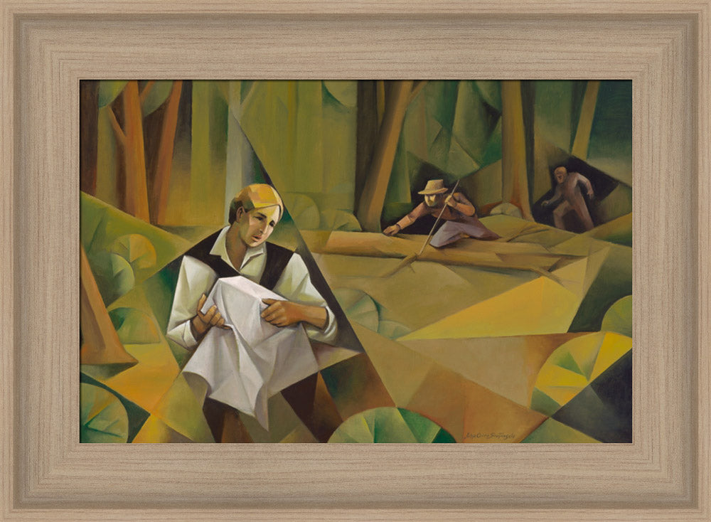 Joseph Protecting the Plates - framed giclee canvas