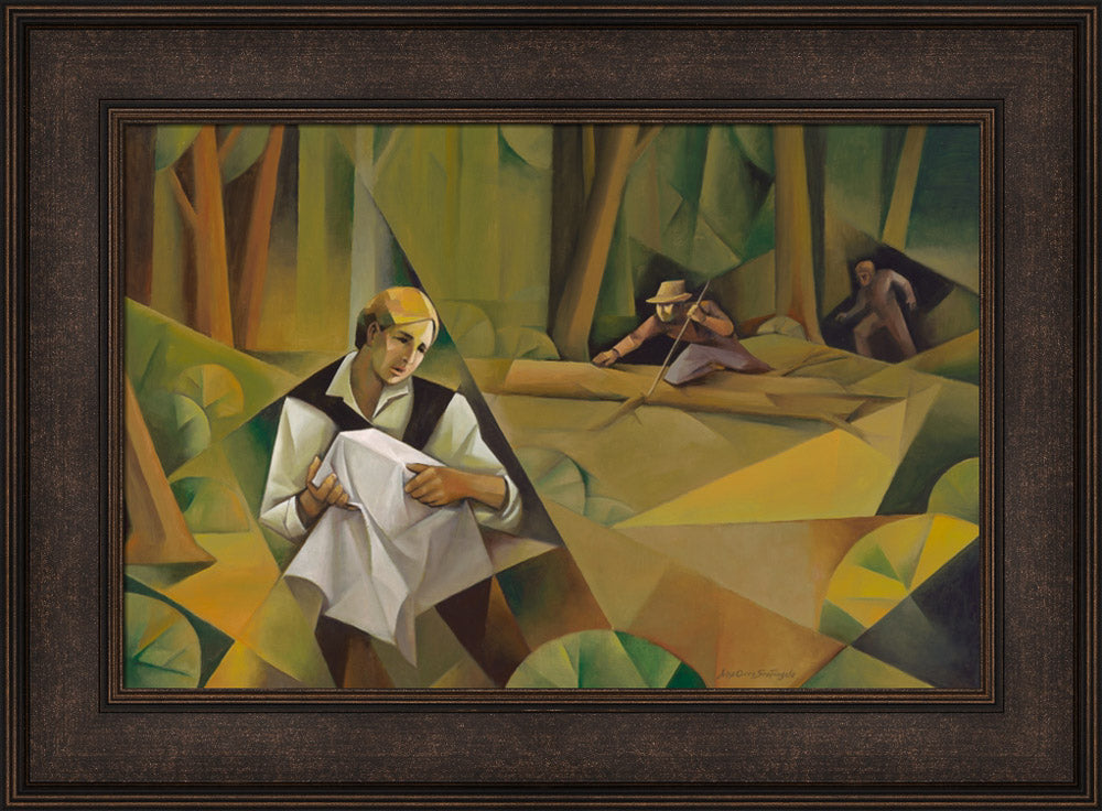 Joseph Protecting the Plates - framed giclee canvas