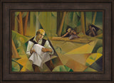 Joseph Protecting the Plates - framed giclee canvas