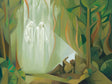 Joseph Smith having a vision of two personages in the Sacred Grove.