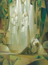 Joseph Smith in the Sacred Grove seeing a vision of two personages.