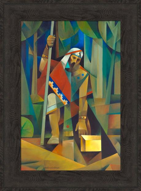 Moroni and the Gold Plates - framed giclee canvas