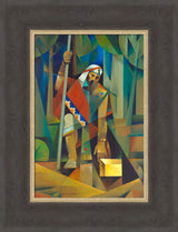 Moroni and the Gold Plates - framed giclee canvas