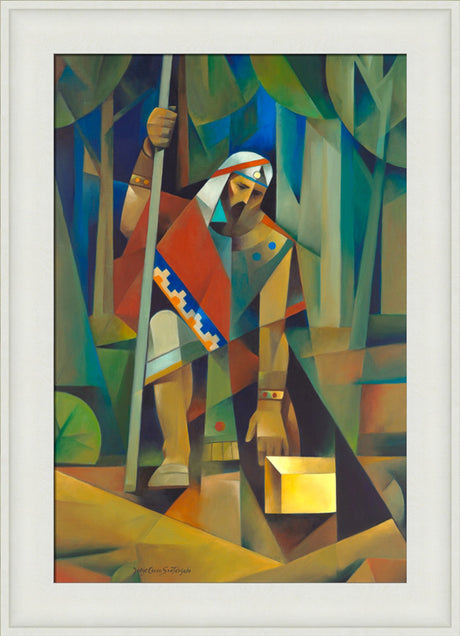 Moroni and the Gold Plates - framed giclee canvas