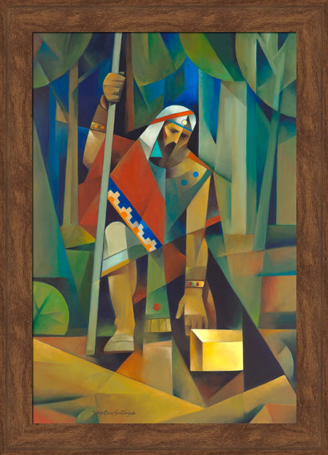 Moroni and the Gold Plates - framed giclee canvas