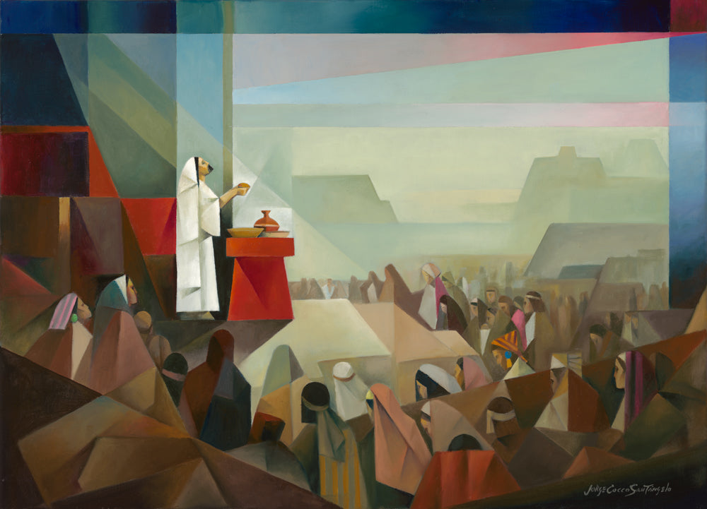 Jesus Christ performing the sacrament with the people of the Americas.